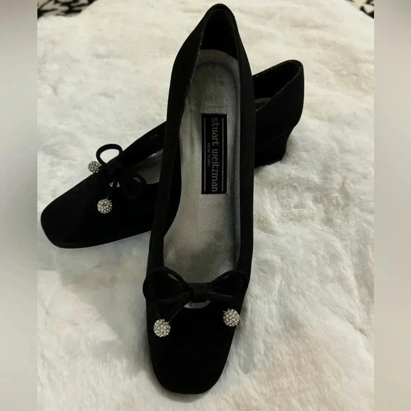 Stuart Weitzman Vintage Bow Rhinestone Heels 80’s 7 1/2 Holiday Sparkle Bridal - Picture 10 of 16